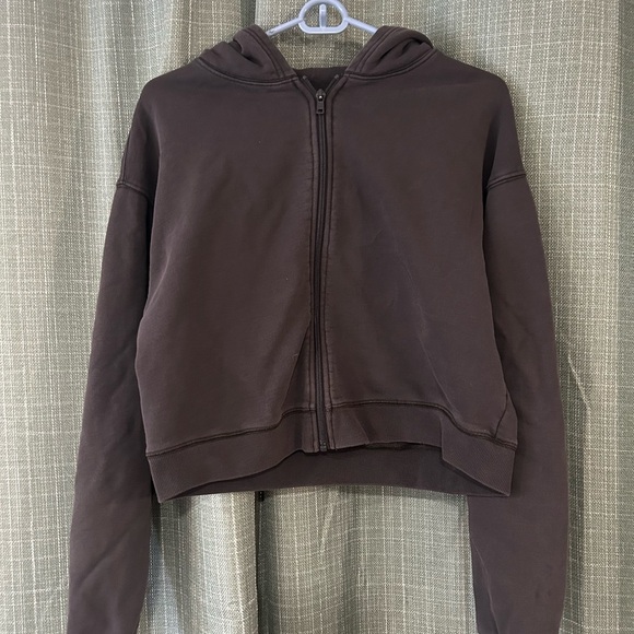 SKIMS Jackets & Blazers - SKIMS Dark Brown Zip-Up Hoodie